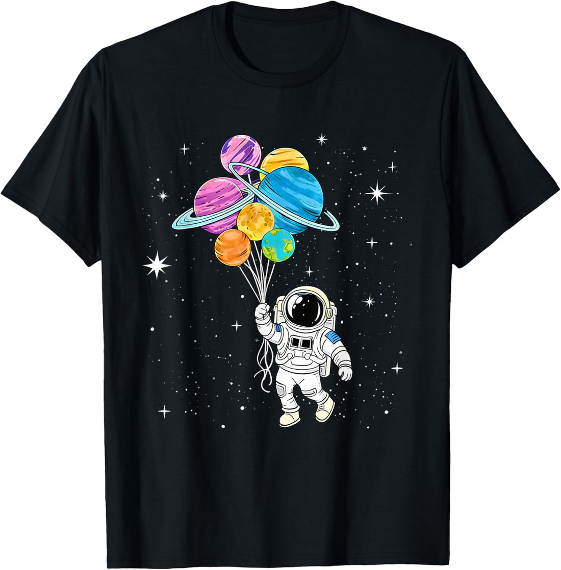 Astronaut Holding Planet Balloons - Funny Astronomy Space T-Shirt