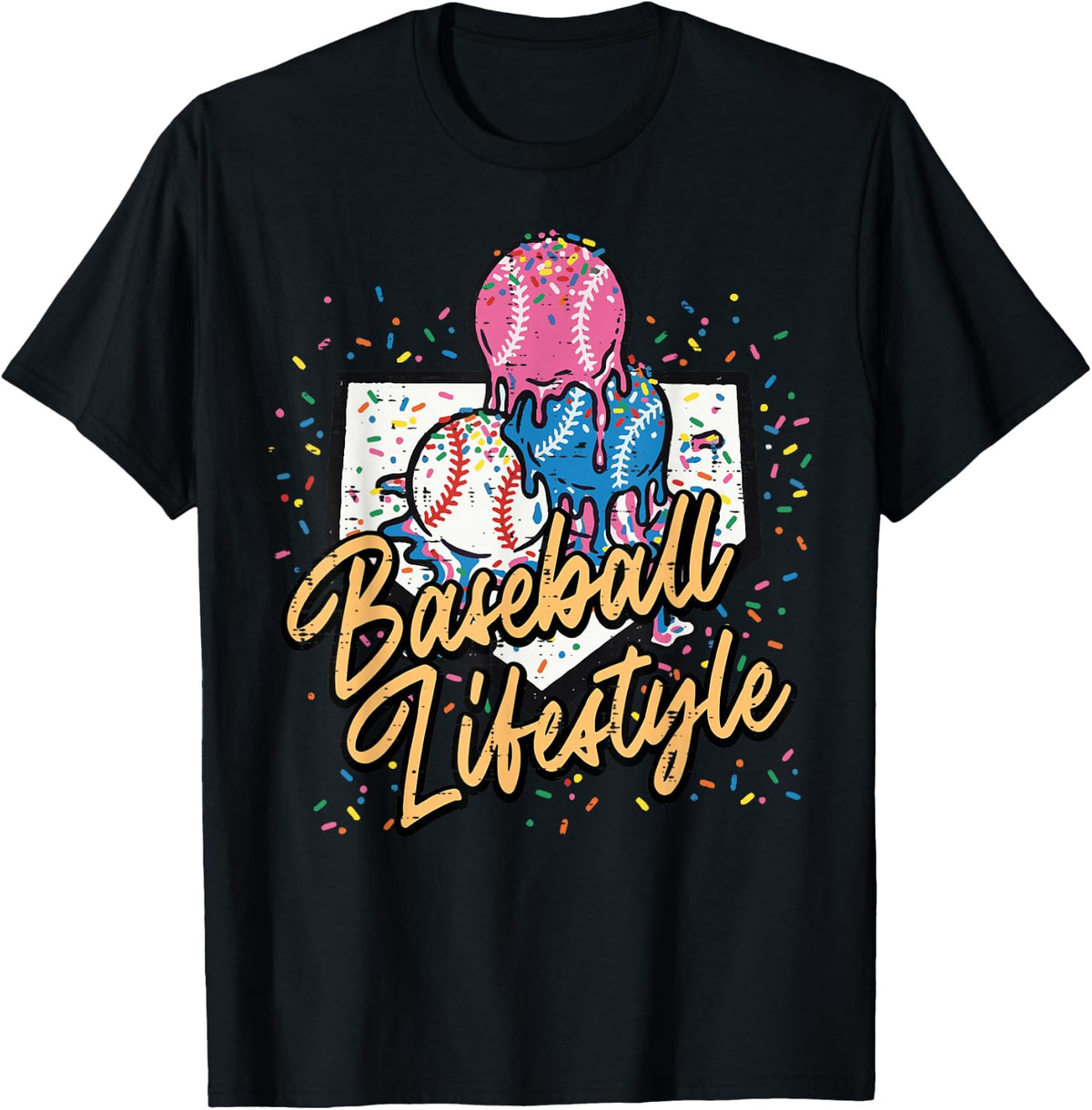 Baseball Lifestyle Ice Cream Drip Sports Boys Kids Men T-Shirt