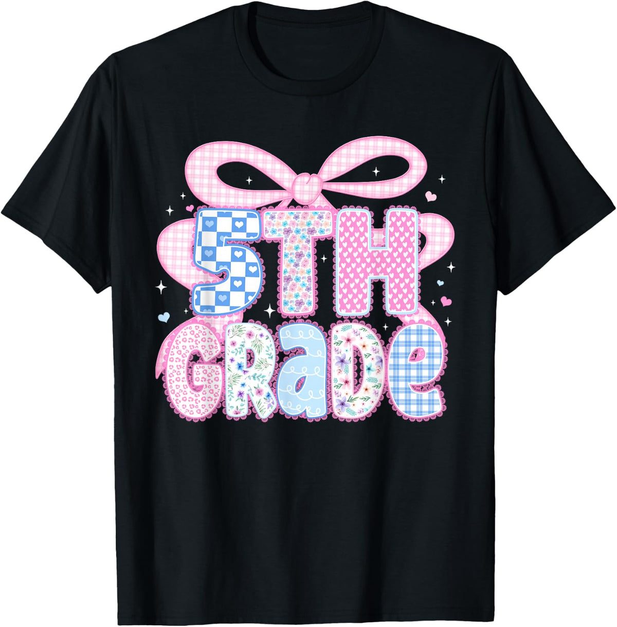 Preppy Fifth Grade Teacher 5th Grade Floral Coquette Bow T-Shirt