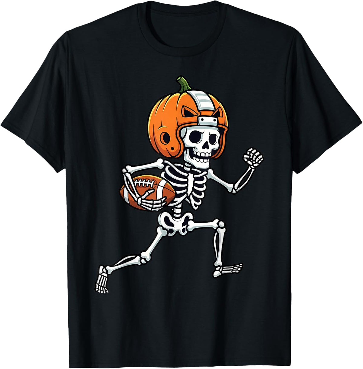 Skeleton American Football Player Spooky Sports Graphic Kids T-Shirt