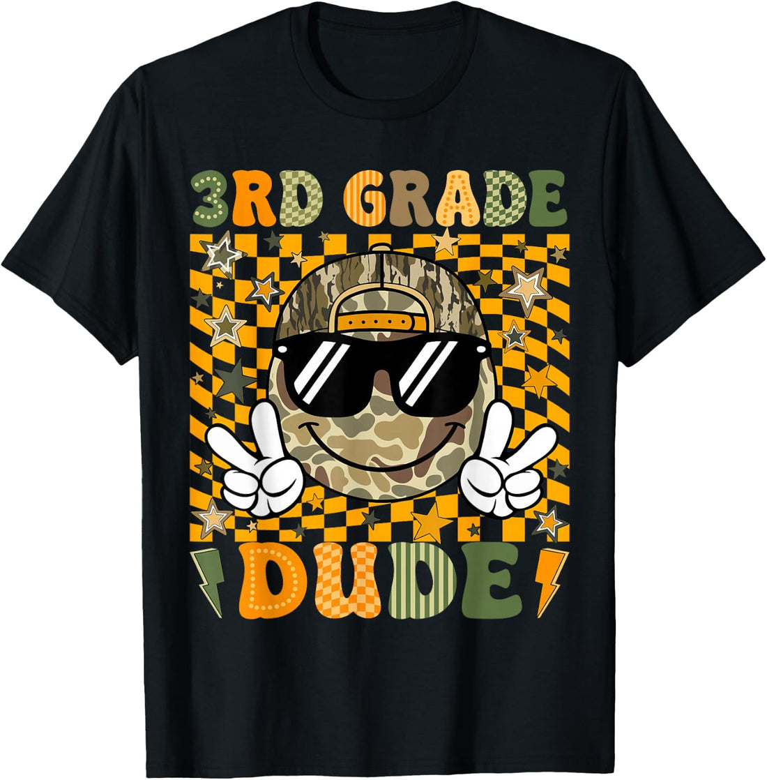 3rd Grade Dude First Day of School Camo Peace Sign Boy T-Shirt