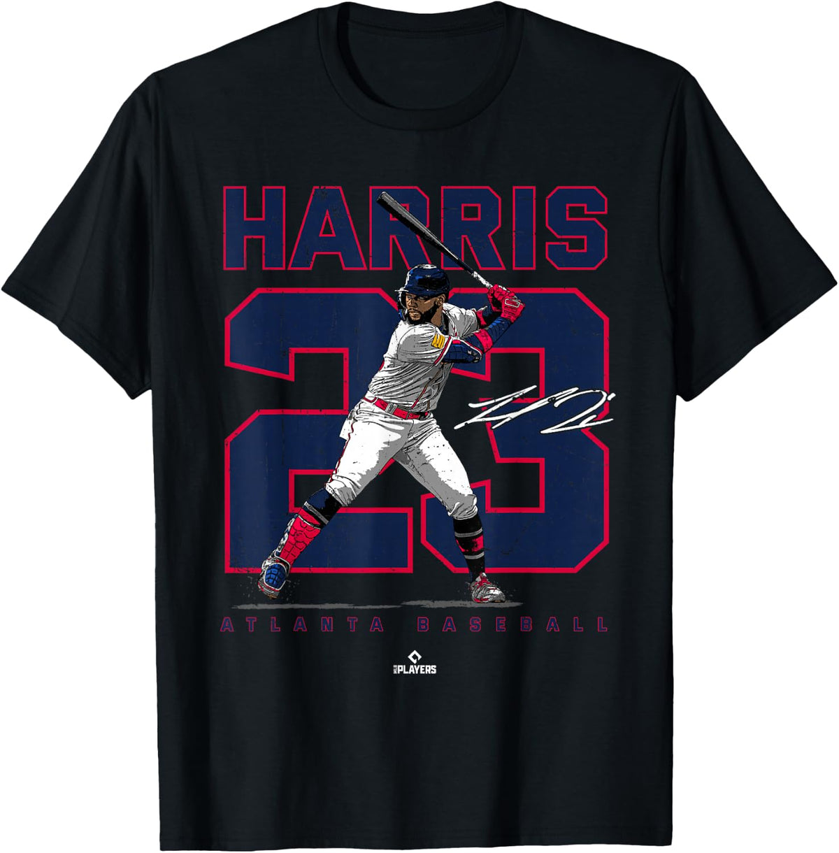 BallPark MVP Atlanta MLBPA Michael Harris Number T-Shirt, Black, Small, Regular Fit, V-Neck, Short Sleeve