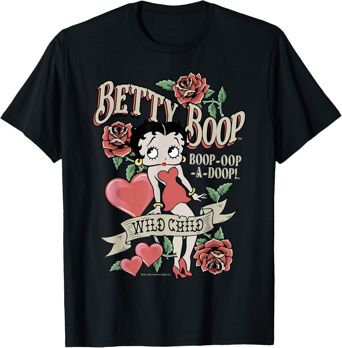 Betty Boop Betty Wild Child Roses Hearts T-Shirt