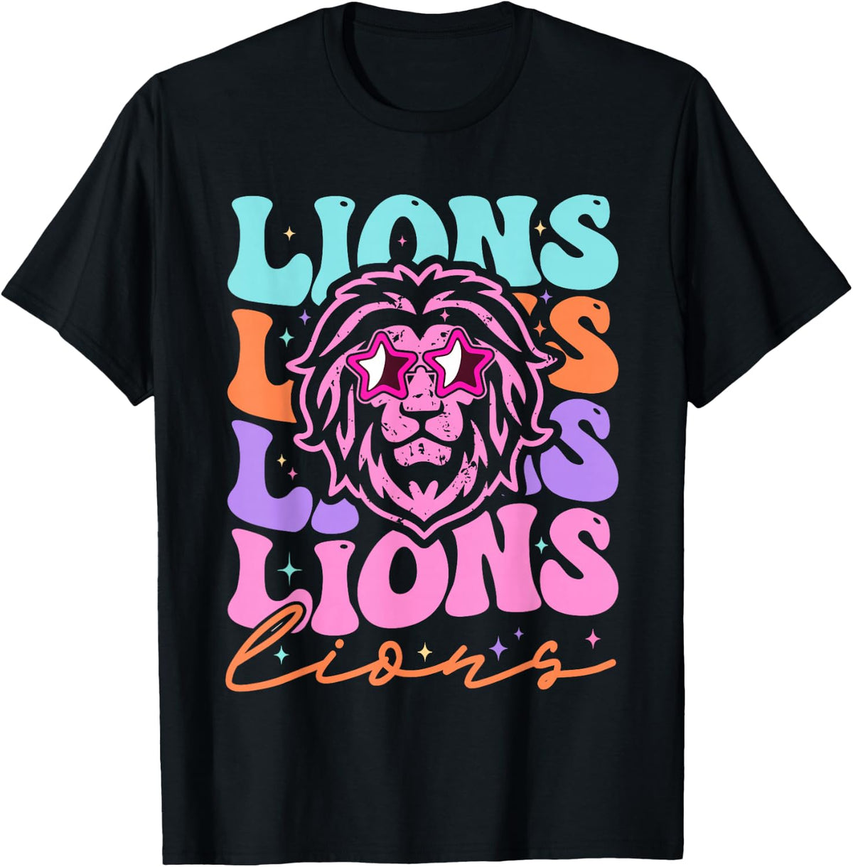 Lion Mascot Back to School Spirit Sports Men Women Groovy T-Shirt