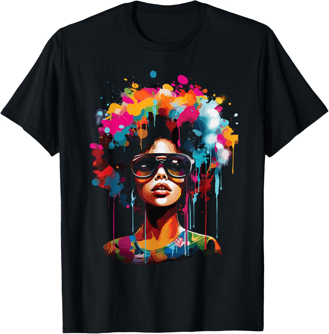 Womens Black Queen Dripping Afro Melanin Juneteenth T-Shirt