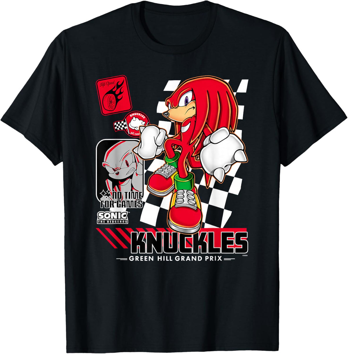 Sonic The Hedgehog Knuckles No Time for Games Poster T-Shirt