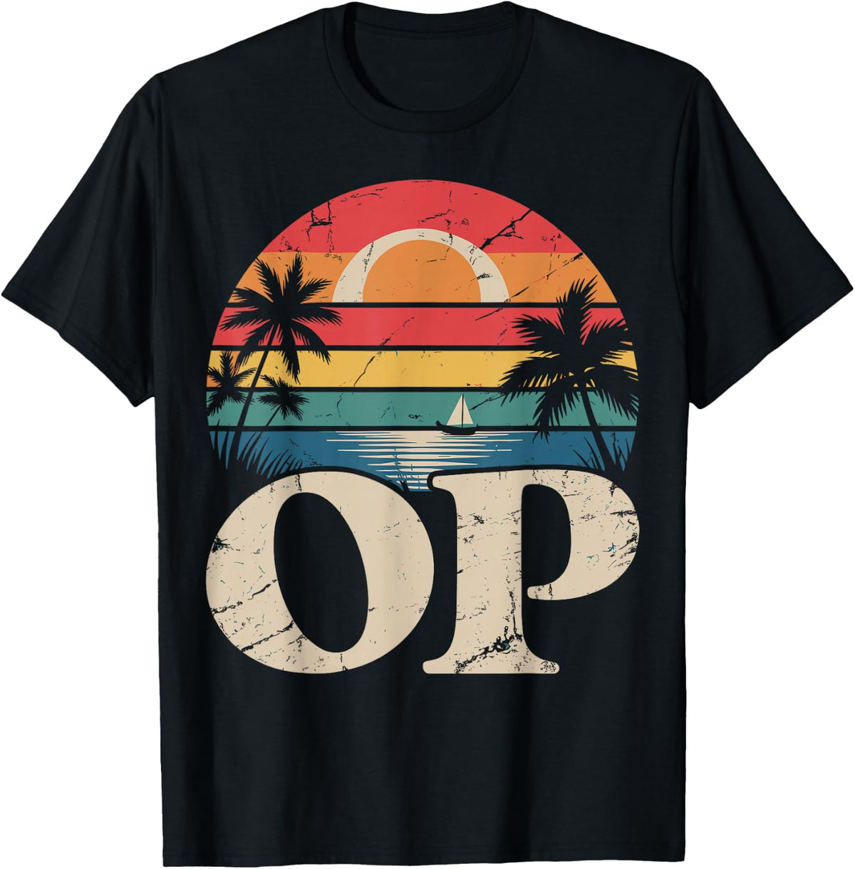 Op Ocean Vintage Pacific Beach Sun Palm Trees Retro T-Shirt