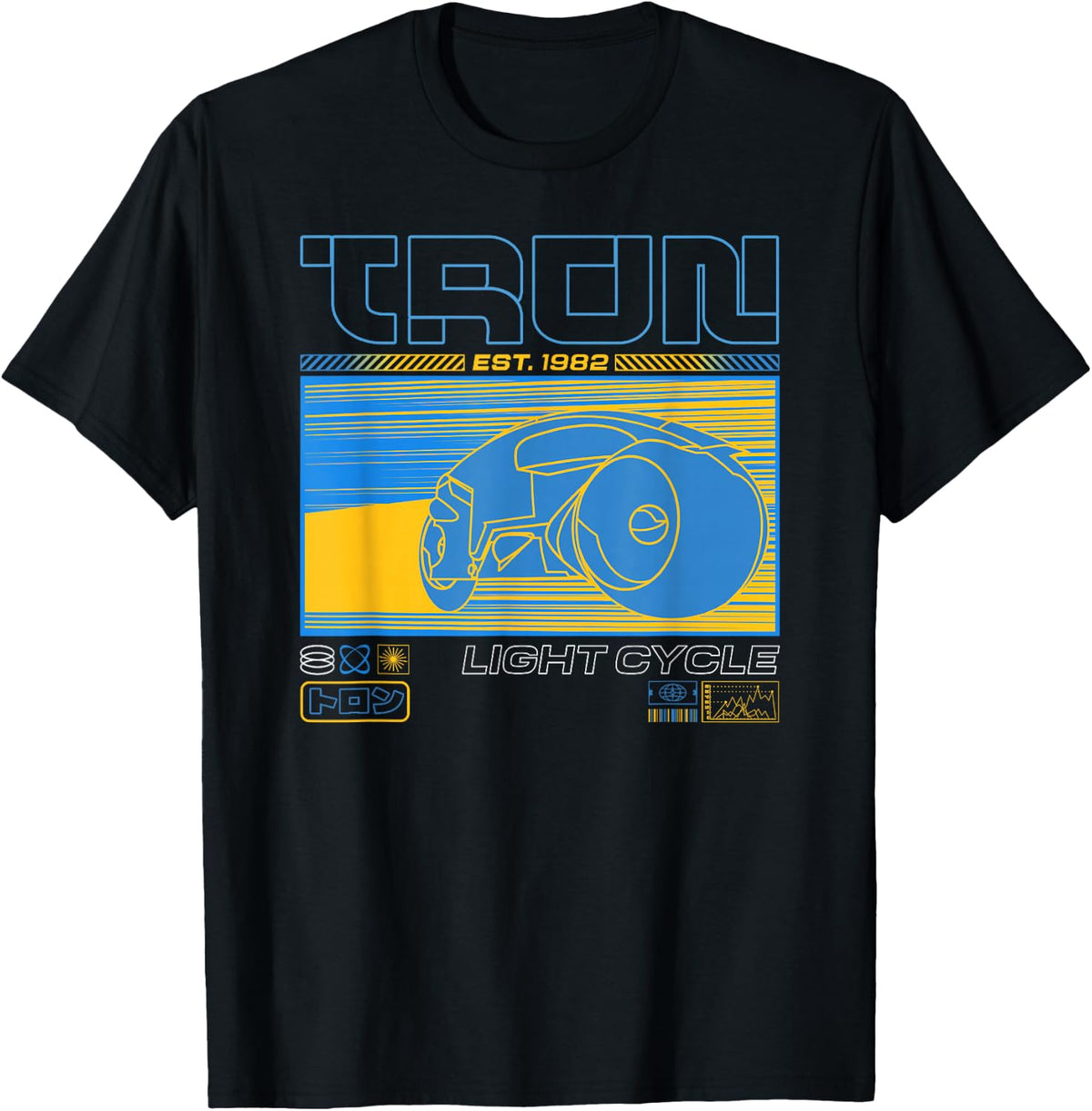 Disney Tron Est. 1982 Light Cycle Futuristic Schematics T-Shirt