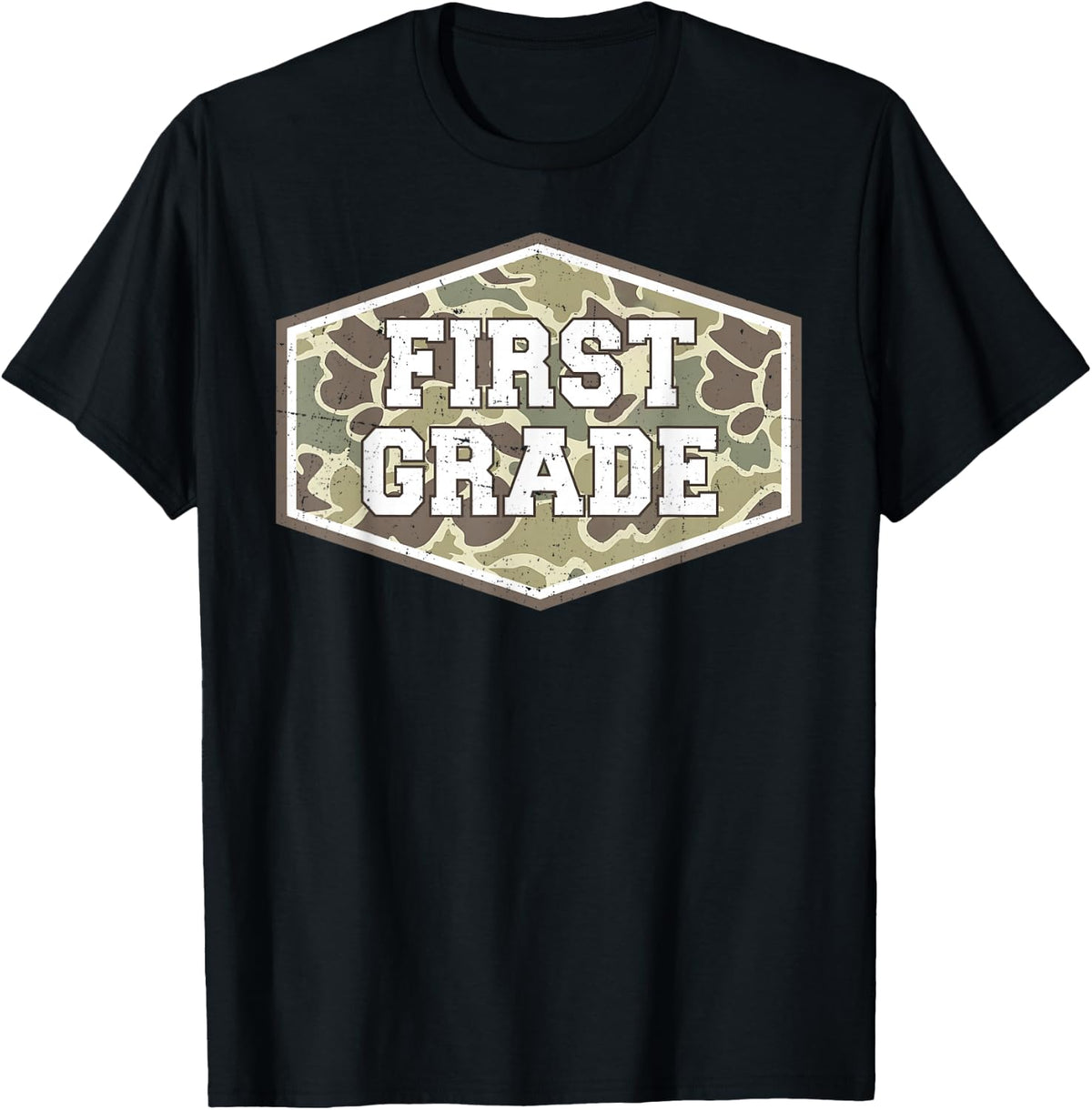 Camo First Grade Boy Hello 1st Grade Camo Students Teachers T-Shirt