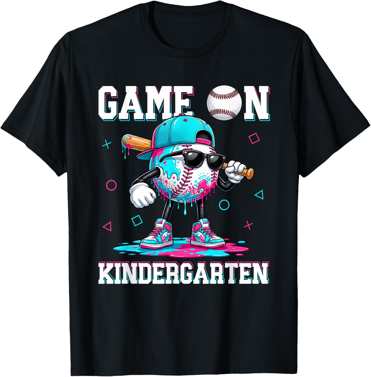 Kindergarten Back to School Baseball Drip Ice Cream Game On T-Shirt