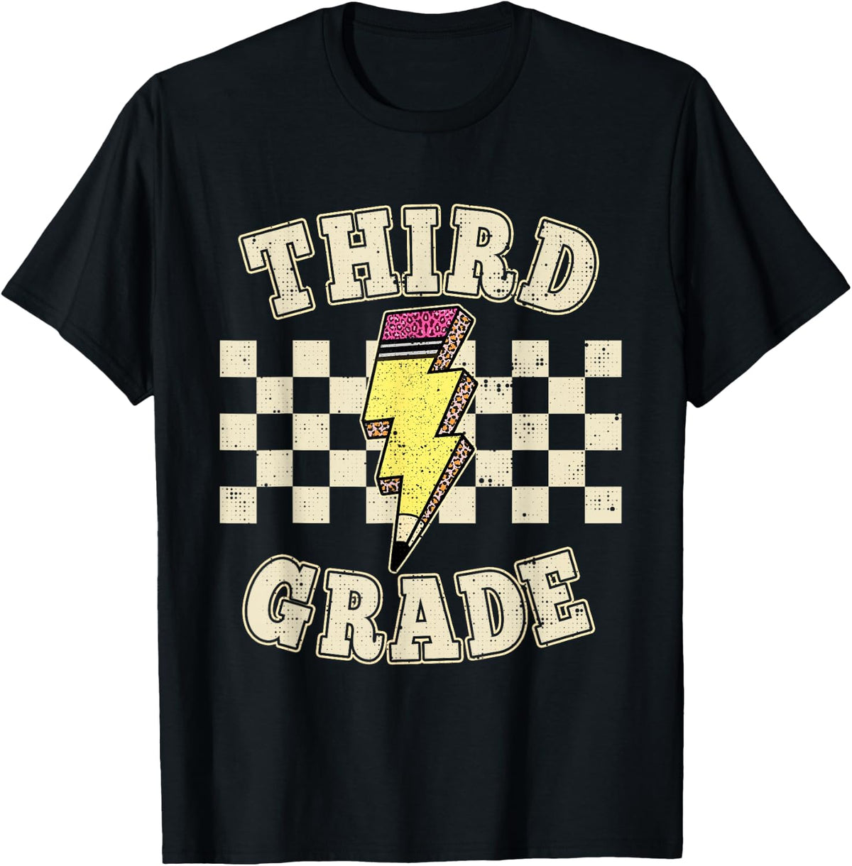 Third Grade Lighting Bolt Pencil Retro 3rd Grade Teacher T-Shirt