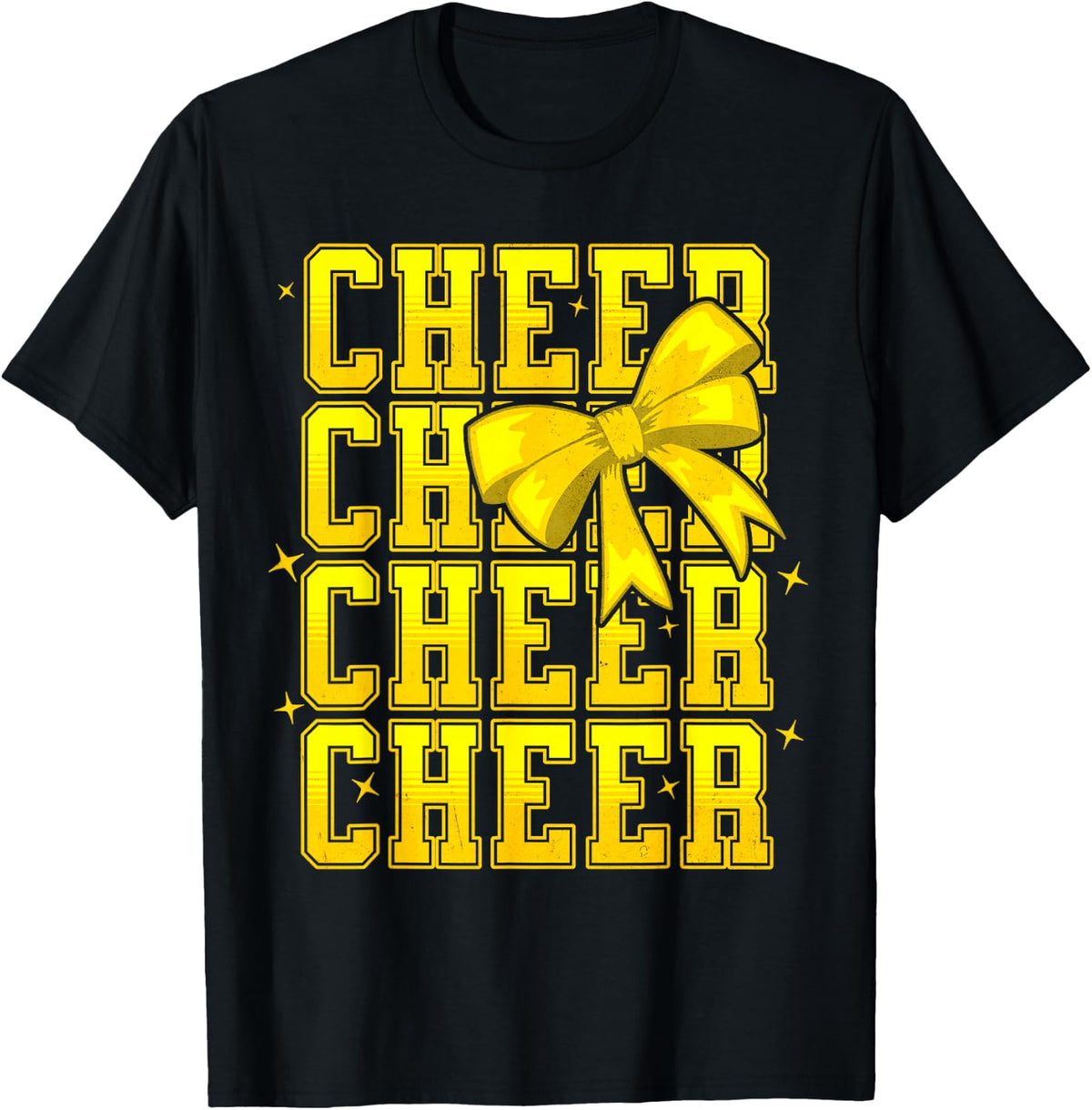 Coquette Cheer Bow Cheerleading Team Spirit Sport Yellow T-Shirt