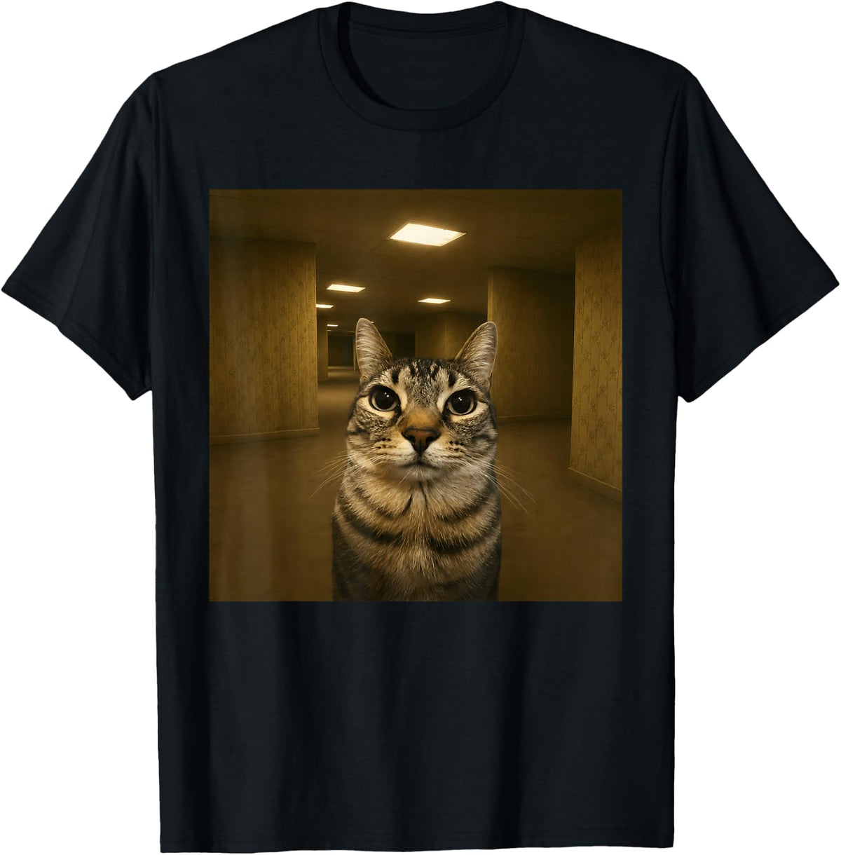 Cat in The Backrooms Liminal Space Funny Meme T-Shirt