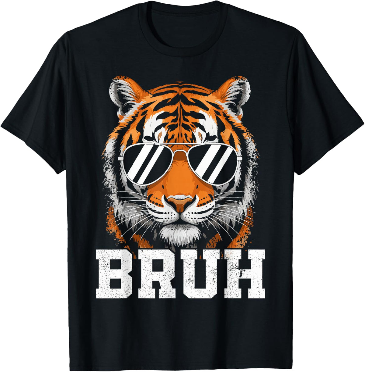 Bruh Tiger Meme Graphic Tee Men Boys Animal Print Kids T-Shirt