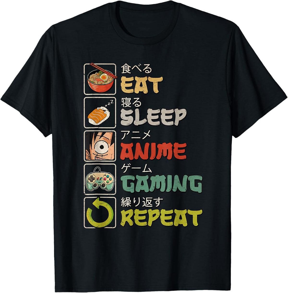 Eat Sleep Anime Gaming Repeat Gamer Men Teen Boy Gifts Anime T-Shirt