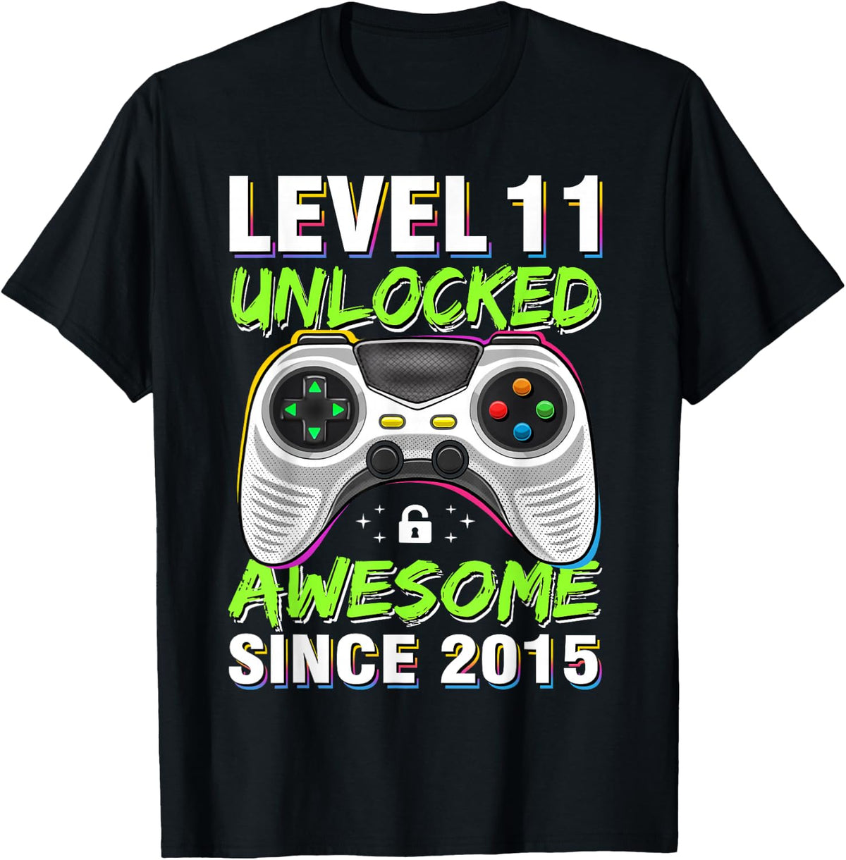 Level 11 Unlocked Awesome Since 2015 11th Birthday Gaming T-Shirt