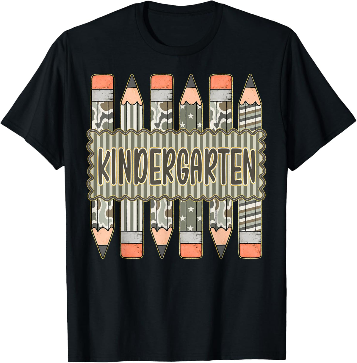 Camo Pencil Kindergarten Boys Kids First Day Back to School T-Shirt