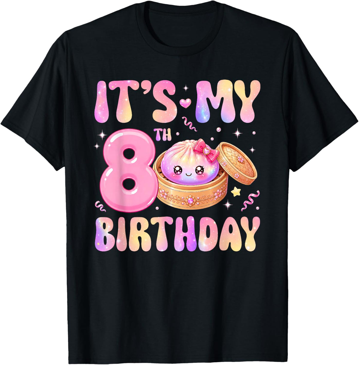 8th Birthday Girl Rainbow Dumpling Kawaii Anime 8 Year Old T-Shirt