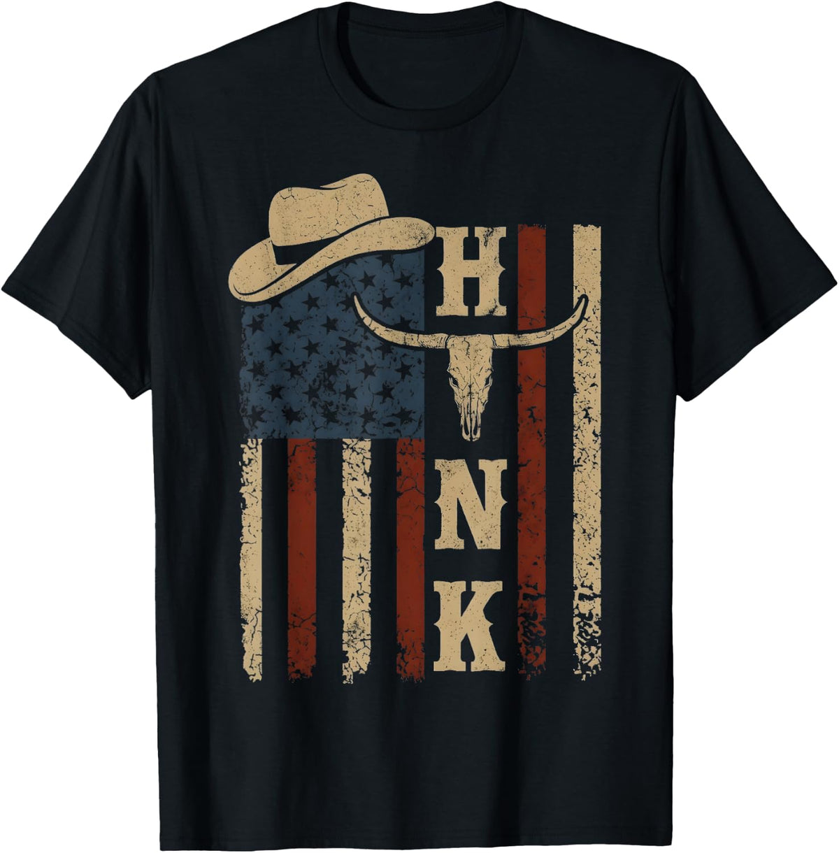 Vintage Hank Cowboy USA Flag Gift for Men Women Kid T-Shirt