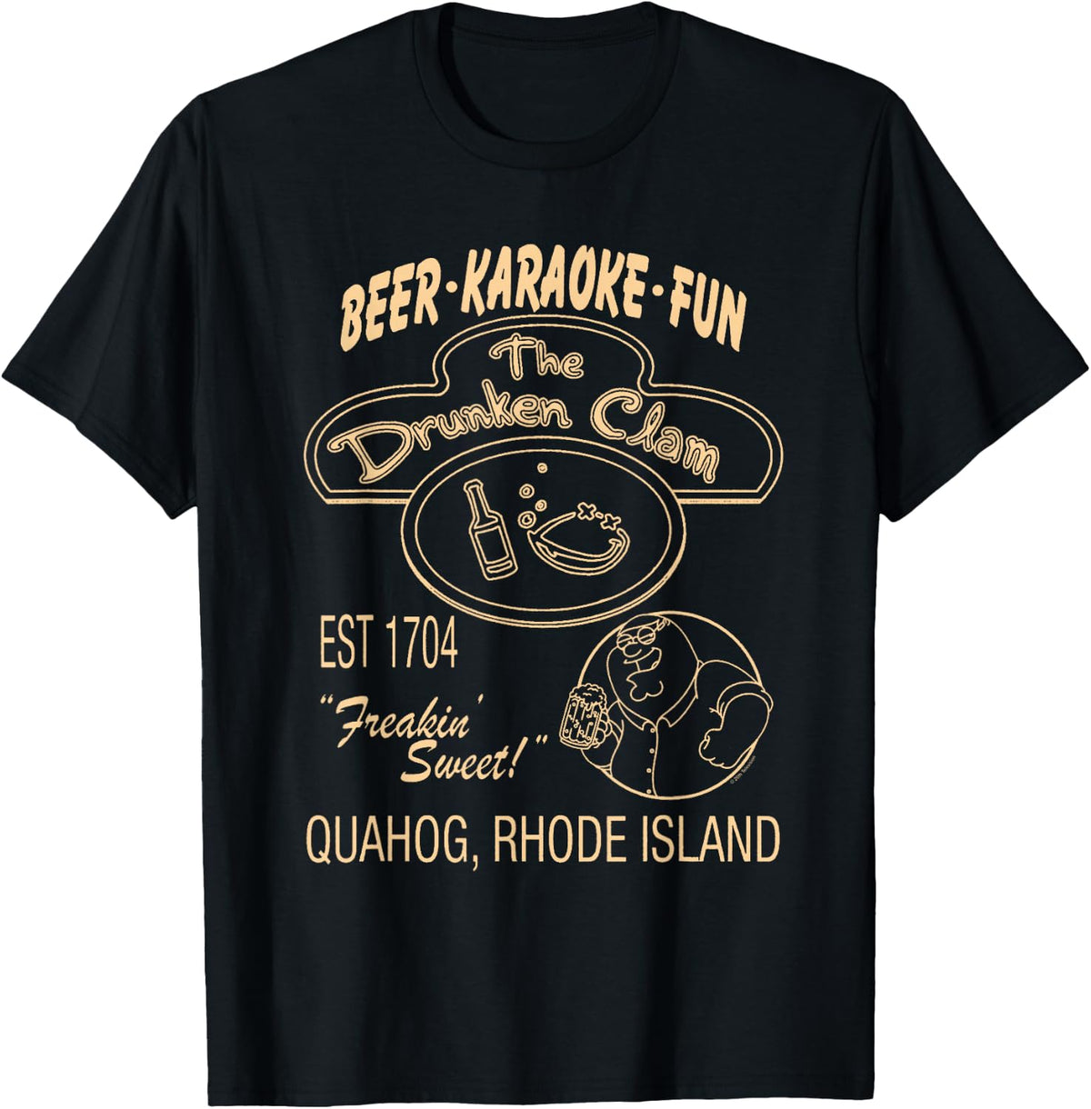 Family Guy The Drunken Clam Retro Bar Sign Cartoon T-Shirt