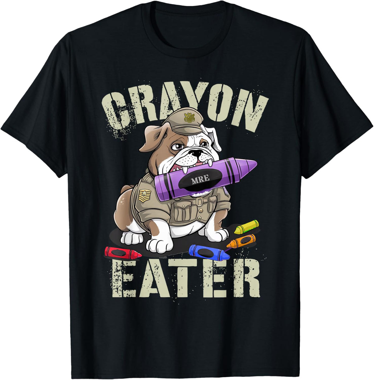 Funny Crayon Eater Proud Soldier Family Military 4th of July T-Shirt