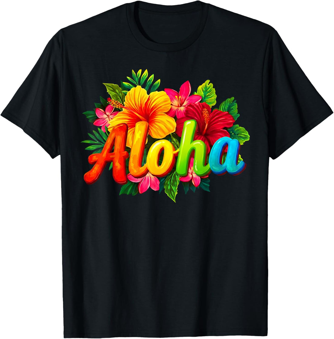 Aloha Hawaii Hawaiian Tropical Luau Party Hibiscus Flower T-Shirt
