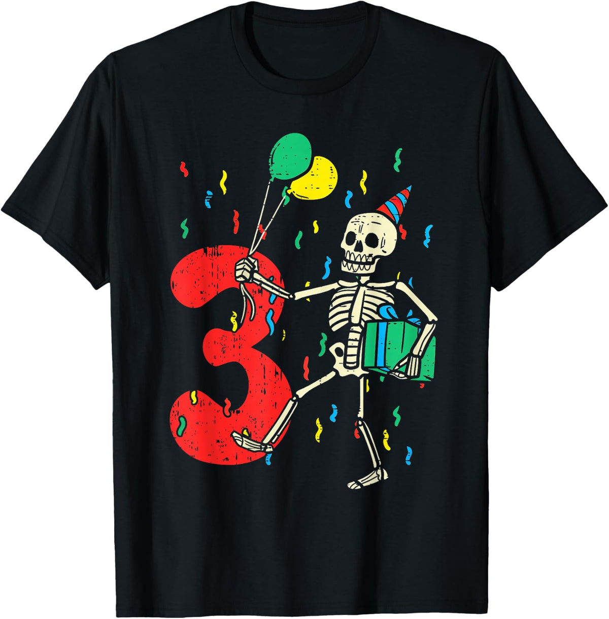 My 3rd Birthday Skeleton Halloween 3 Year Old Funny Gift T-Shirt