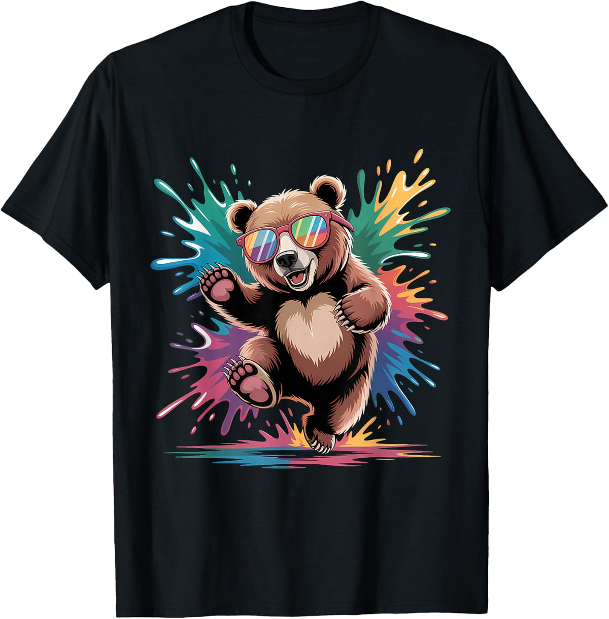 Bear with Sunglasses Motif Wildlife Forest Bear Animal Lover T-Shirt