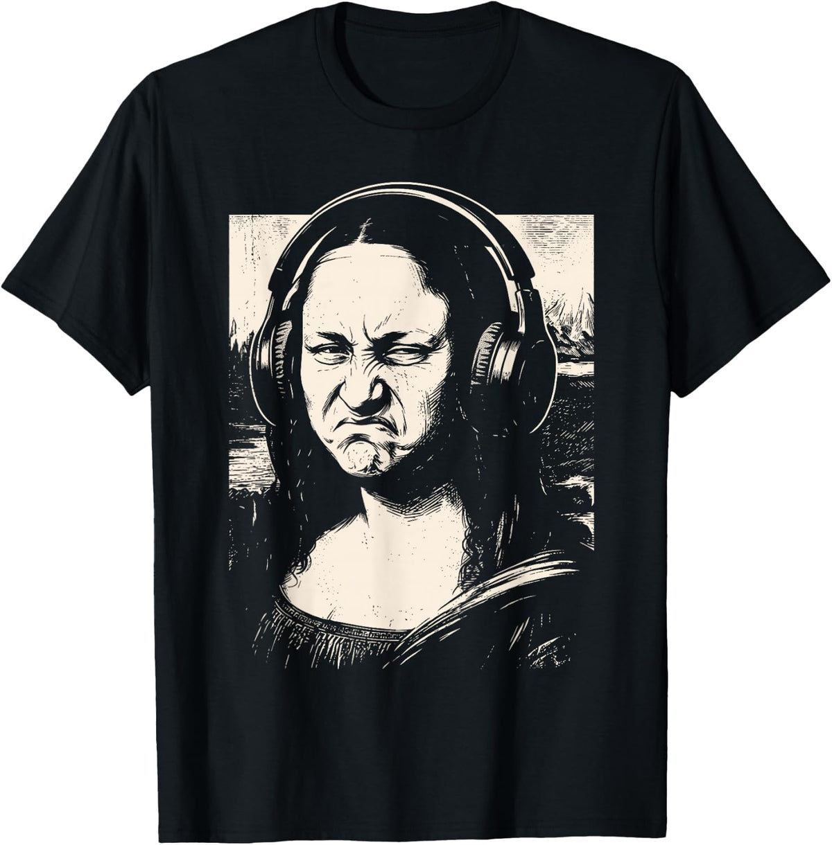 Mona Lisa Bass Face Funny Music Lovers DJs Producers T-Shirt