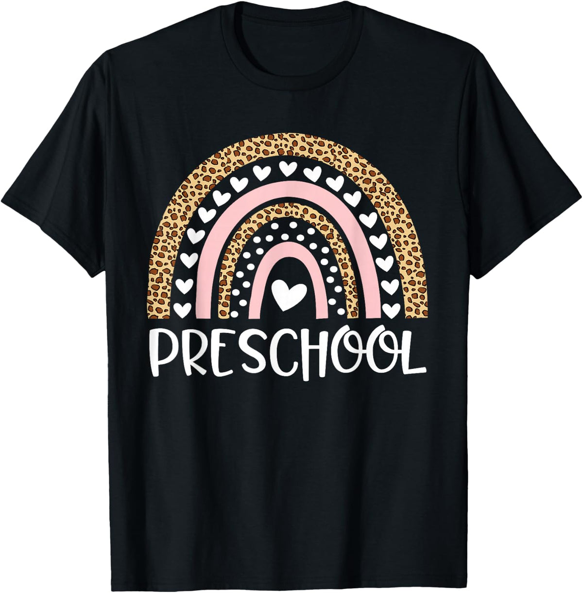 Preschool Boho Rainbow Leopard Back to School Teacher Girls T-Shirt