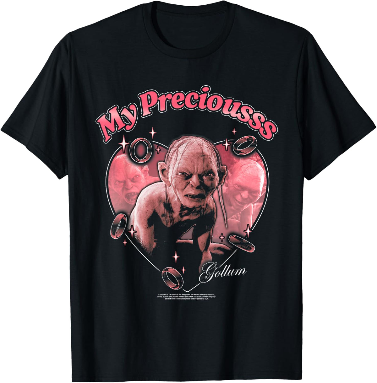 LOTR Gollum My Precious Hearts Valentine's Day Fantasy Movie T-Shirt