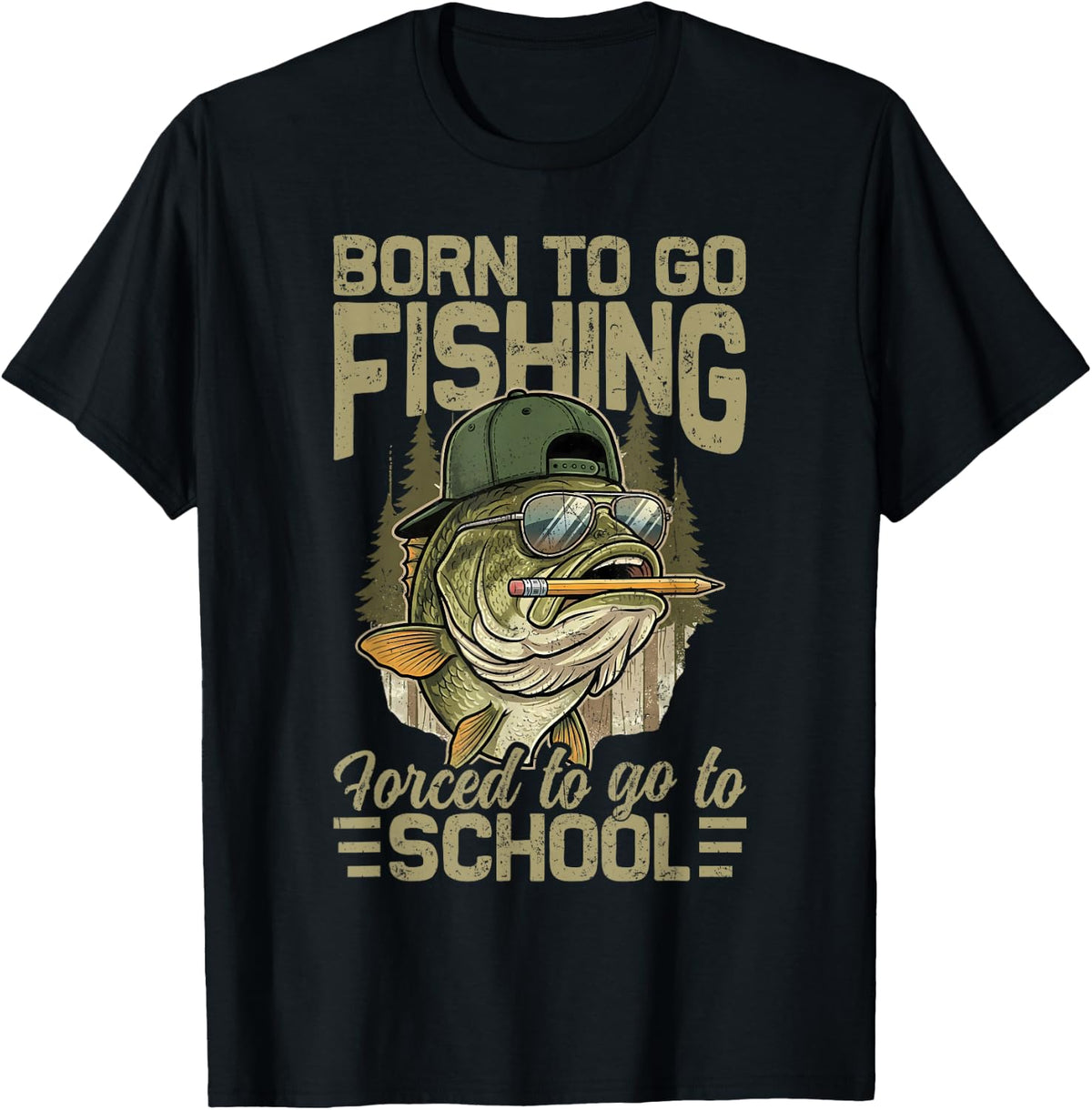 Born to Go Fishing Bass Fish Funny Fisherman Boys Kids Men T-Shirt