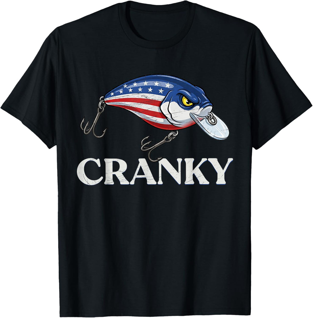 Cranky USA Flag Funny Crankbait Fishing Lure Fathers Day T-Shirt