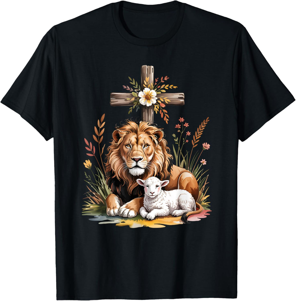 Lion of Judah Lamb of God Christian Cross Faith Symbol T-Shirt