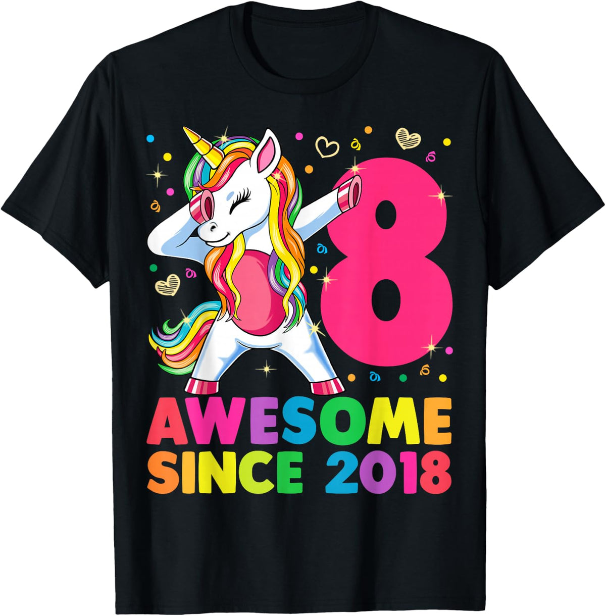 8 Years Old Unicorn Dabbing 8th Birthday Girl Unicorn Party T-Shirt
