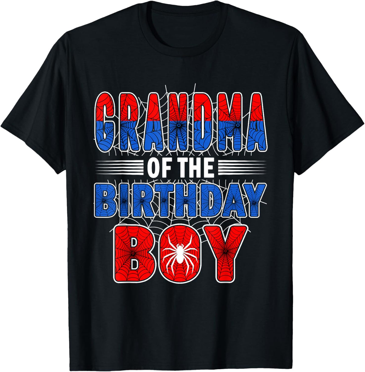 Grandma of The Birthday Boy Spider Web Birthday Party T-Shirt