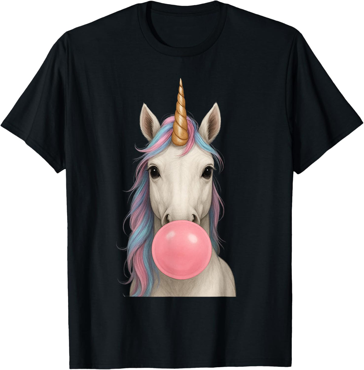 Unicorn Blowing Bubble Gum Boys Girls Men Women Kids Adults T-Shirt