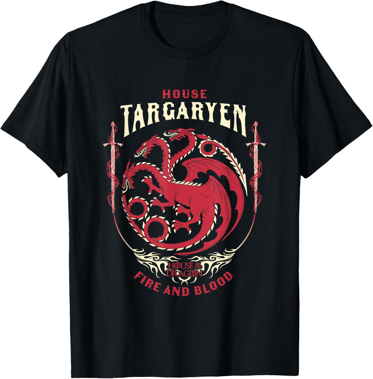 House of the Dragon House Of Targaryen Fire And Blood Badge T-Shirt