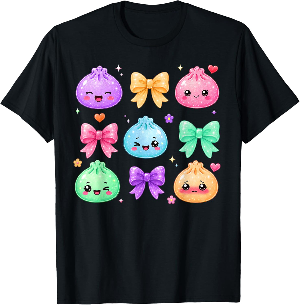Cute Rainbow Dumpling Coquette Bow Kawaii Anime Girls Kids T-Shirt