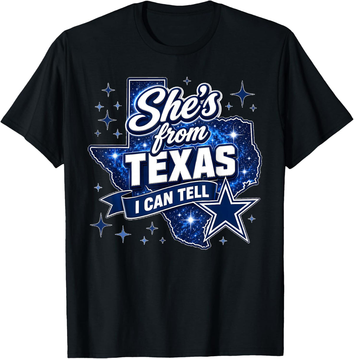 She's from Texas I Can Tell Western Cowgirl Blue Womens T-Shirt