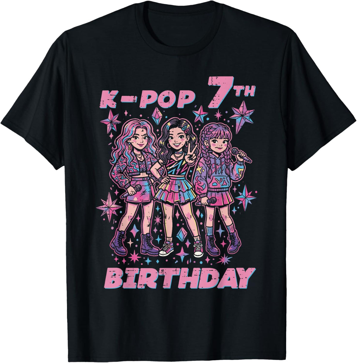 7th Birthday K-Pop Girls 7 Year Old Kpop Girls Kids Youth T-Shirt