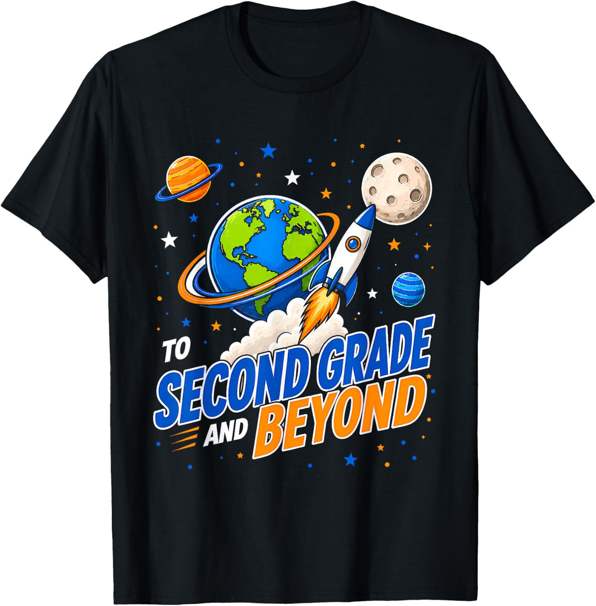 2nd Grade Boys First Day of Second Grade Back to School Moon T-Shirt