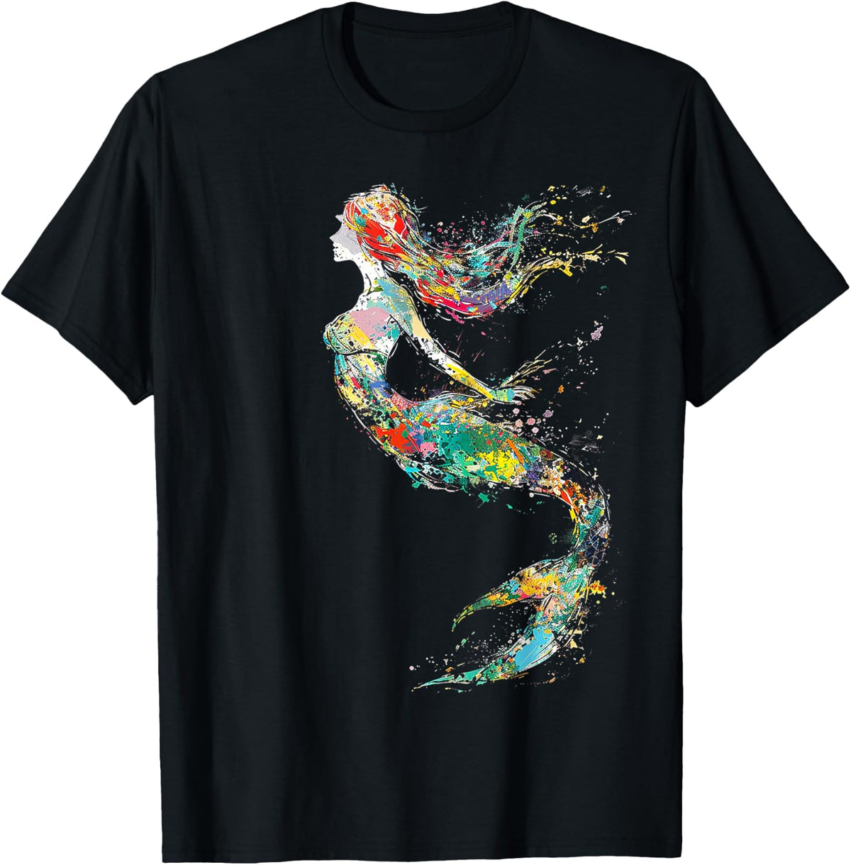 Mermaid Colorful Painting Art Graphic Abstract Motif Mermaid T-Shirt