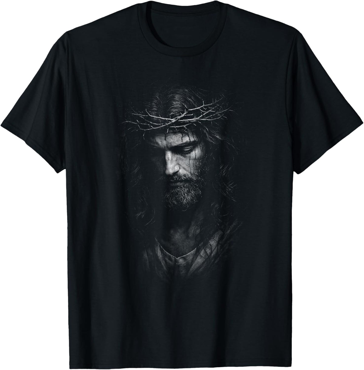 Sacred Jesus with Crown of Thorns Portrait T-Shirt
