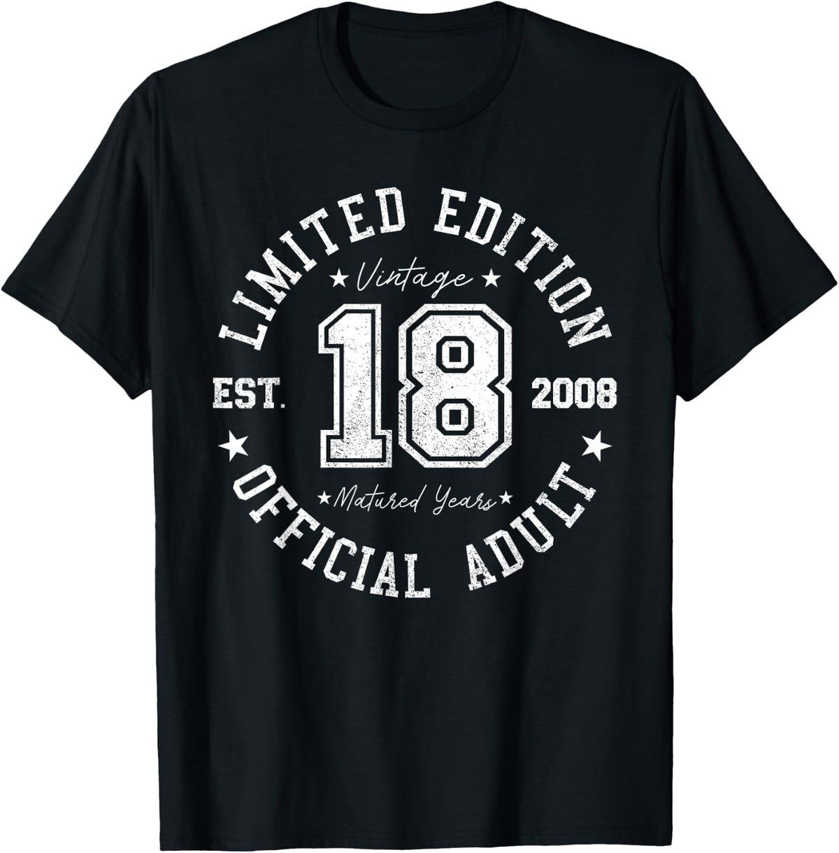 Official Adult 18th Birthday 18 Years Old Vintage 2008 T-Shirt