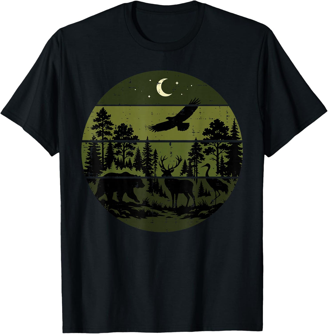 Wildlife Forest Silhouette Nature Outdoors Men Women Kids T-Shirt