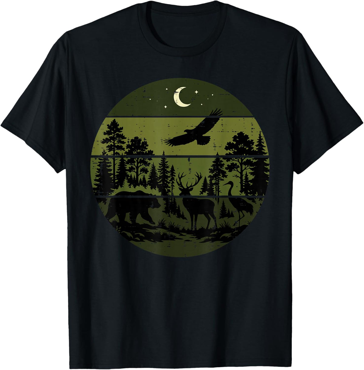 Wildlife Forest Silhouette Nature Outdoors Men Women Kids T-Shirt
