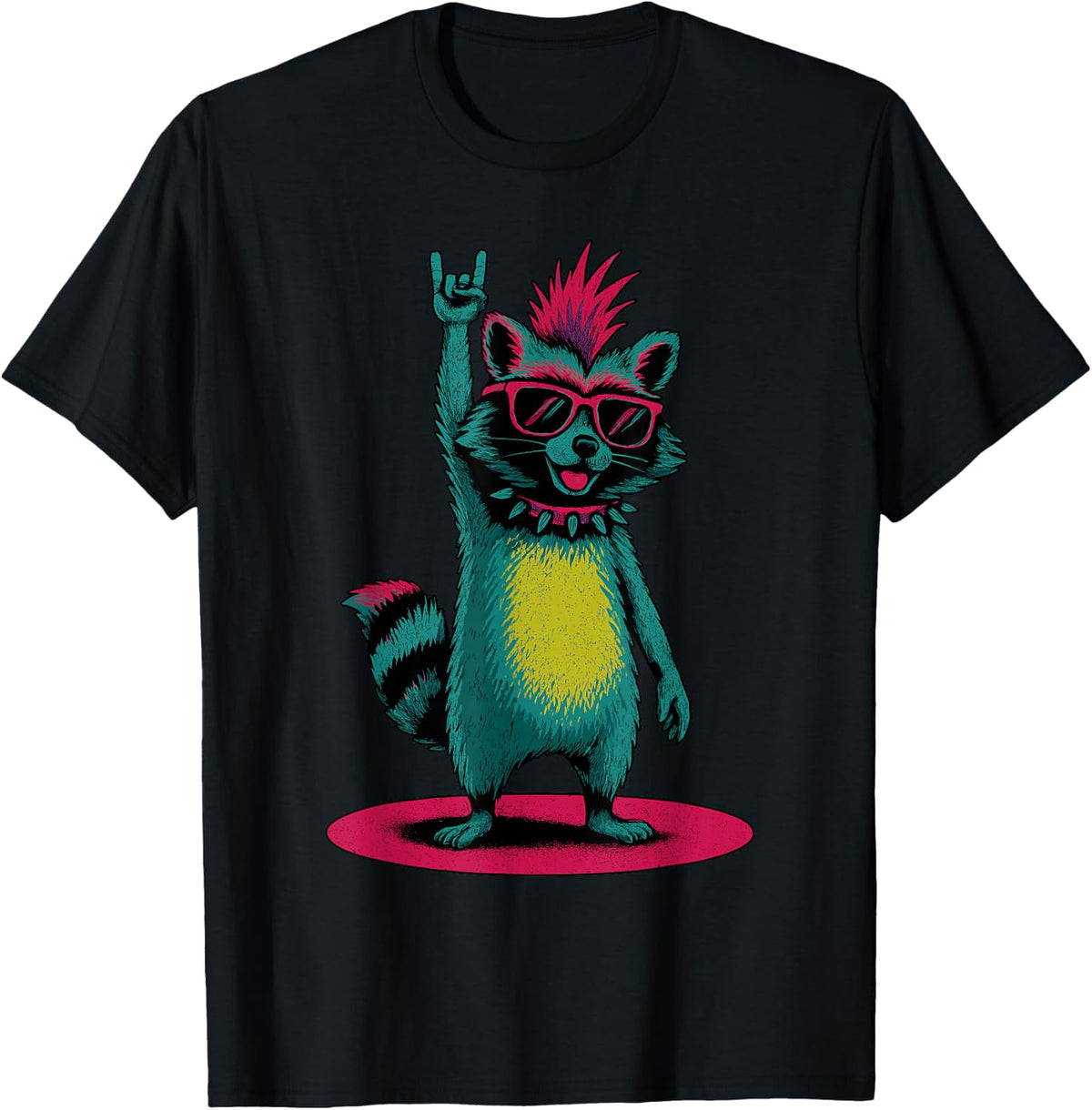Raccoon Punk Rock and Roll Men Kids Women Funny Raccoon T-Shirt