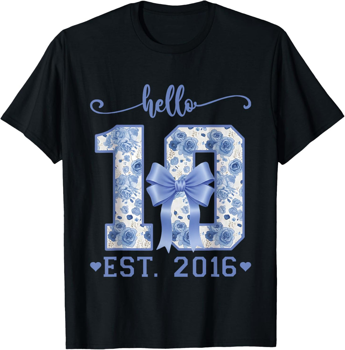 10 Est 2016 Blue Coquette Bow Its My 10th Birthday Girl T-Shirt