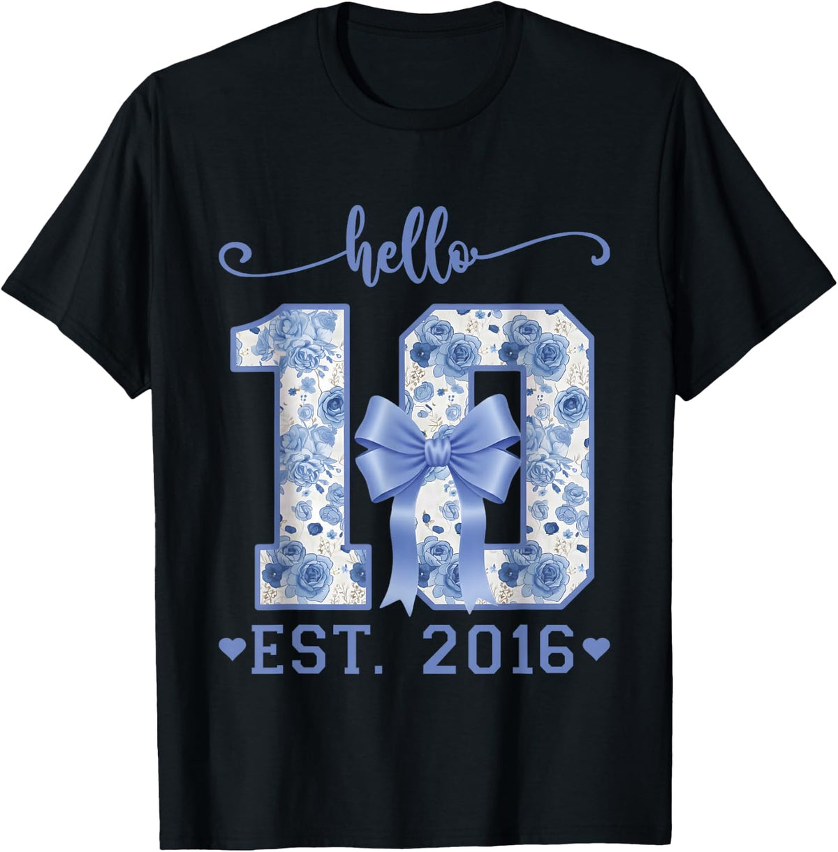 10 Est 2016 Blue Coquette Bow Its My 10th Birthday Girl T-Shirt
